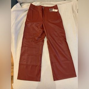 NWT Faux Leather Anthropologie Colette - 33 Tall - Maroon